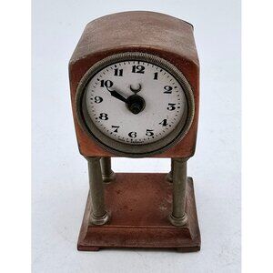 Antique Brass And Copper Rare Elevated German Wind Up Clock